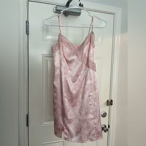 bp Pink Satin Slip Dress with Spaghetti Straps